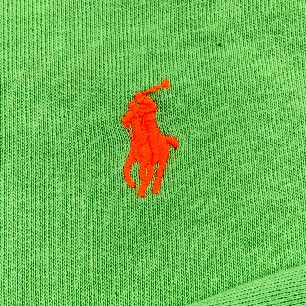 Polo Ralph Lauren Sweatshirt Men Large Lime Green Crewneck Sweater Orange Pony